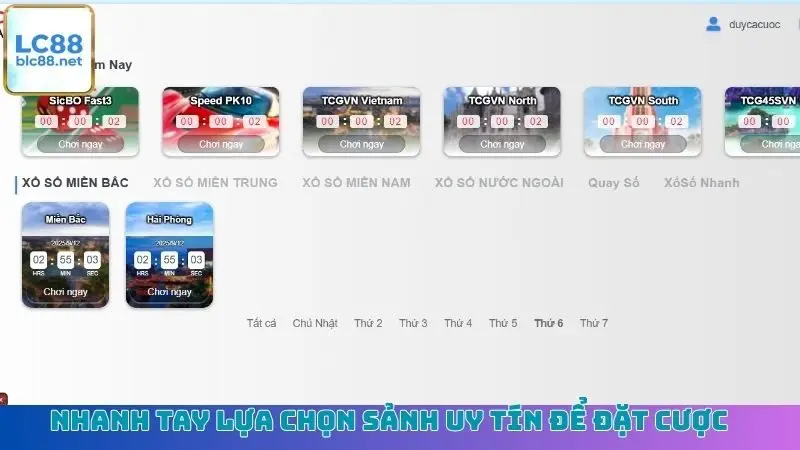 Nhanh tay lựa chọn sảnh uy tín để đặt cược